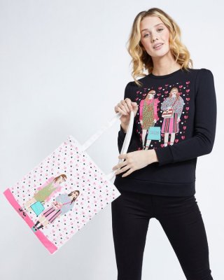 Savida Glitter Print Tote Bag