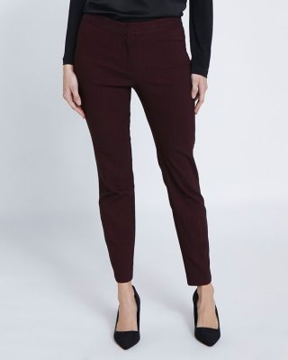 Burgundy Jacquard Slim Leg Trousers