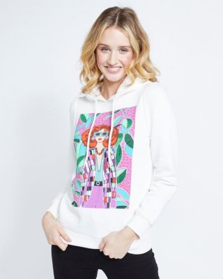 Savida Graphic Glitter Print Hoodie