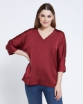 Paul Costelloe Living Studio Red V-Neck Trim Top