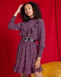 Savida Flower Print Belt Dress