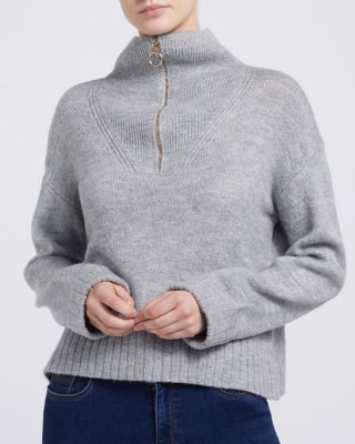 Half Zip Funnel Neck Jumper