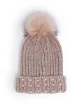 Pearl Trim Pom Pom Hat