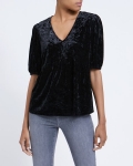 Velvet Puff Sleeve Top