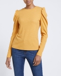 Puff Sleeve Textured Jersey T-Shirt