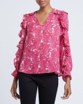 V-Neck Ruffle Paisley Blouse