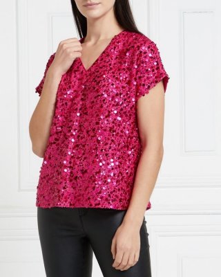 Gallery Mistletoe Short-Sleeved Sequin Top