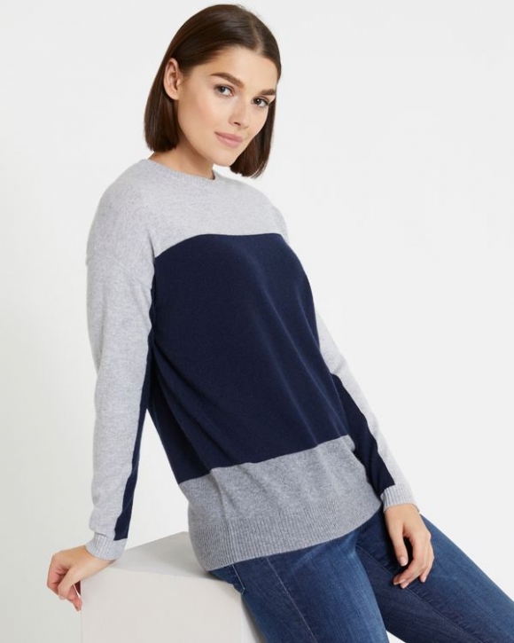 Paul Costelloe Living Studio Cashmere Colour Block Crew-Neck Sweater