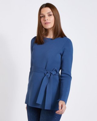 Paul Costelloe Living Studio Blue Tie Waist Jumper